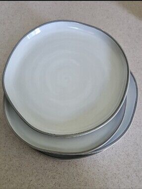 New Hearth & Hand Set Of 4 Gray 8" Reactive Glaze Salad Plates